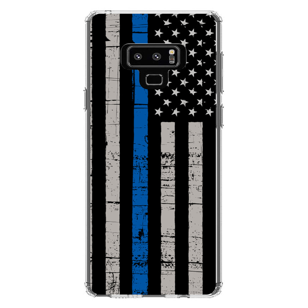 Weathered Thin Blue Line US Flag Clear Shockproof iPhone Case, view 11