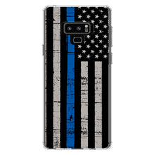 DistinctInk® Clear Shockproof Hybrid Case for Apple iPhone / Samsung Galaxy / Google Pixel - Weathered Thin Blue Line US Flag