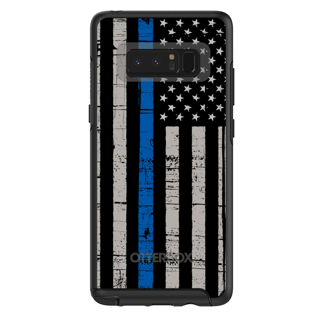 Weathered Thin Blue Line OtterBox Symmetry Case for iPhone & Galaxy, view 14
