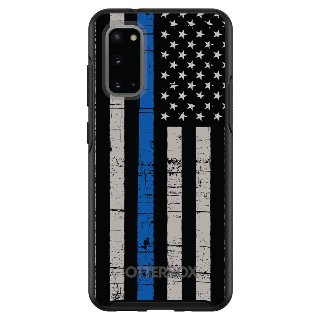 Weathered Thin Blue Line OtterBox Symmetry Case for iPhone & Galaxy, view 5
