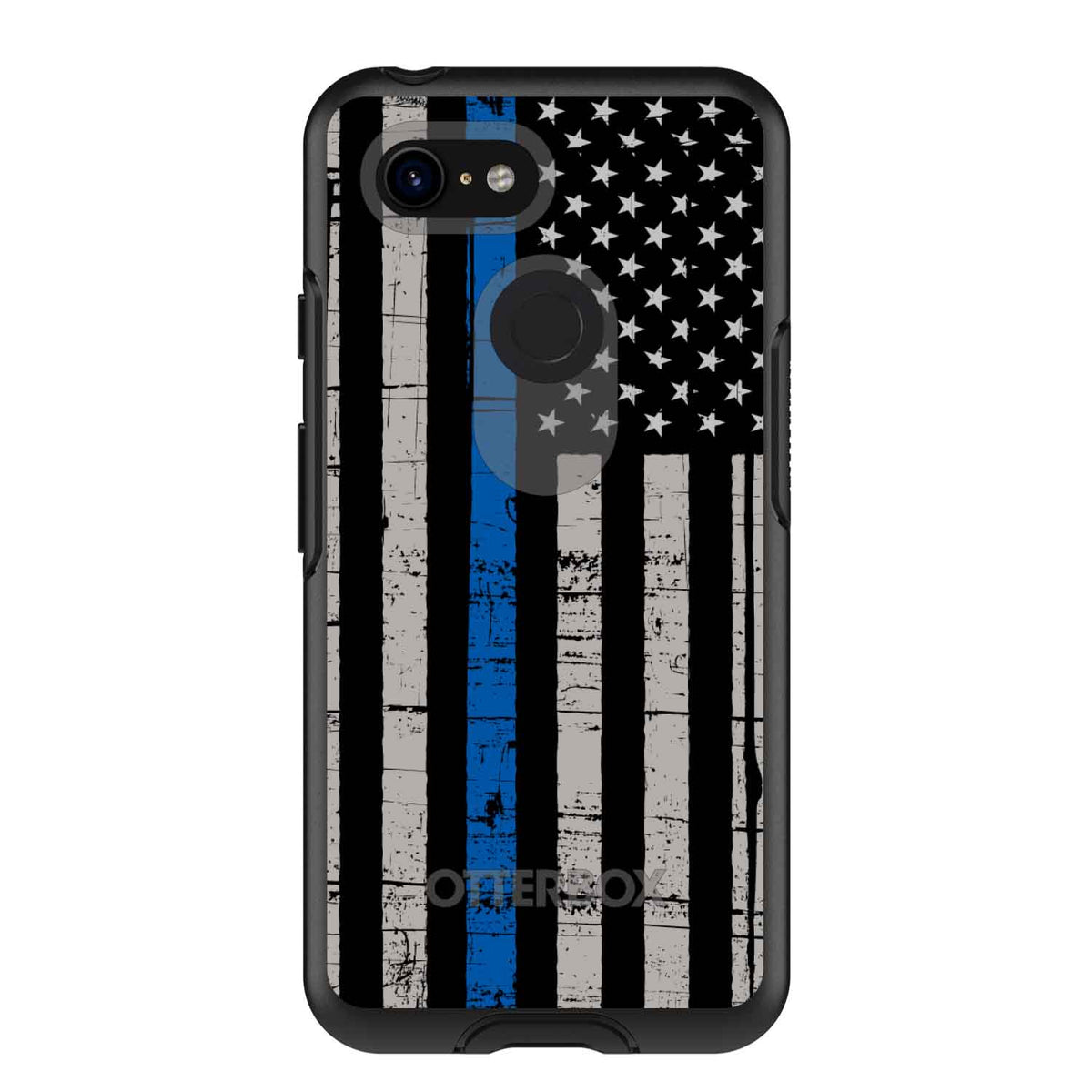 Weathered Thin Blue Line OtterBox Symmetry Case for iPhone & Galaxy, view 15
