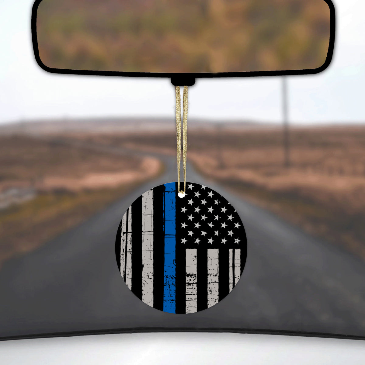 Weathered Thin Blue Line US Flag Ceramic Ornament, view 3