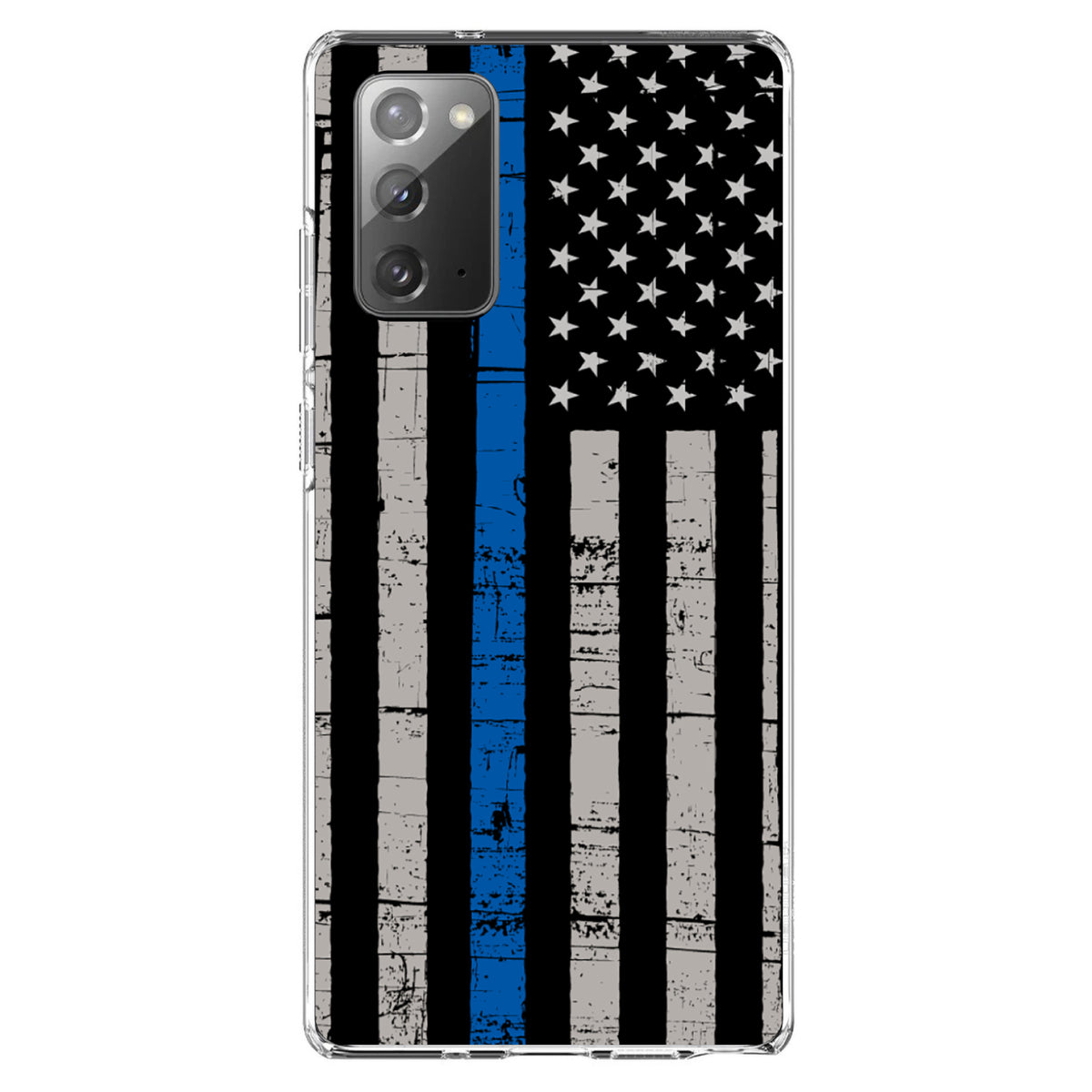Weathered Thin Blue Line US Flag Clear Shockproof iPhone Case, view 8