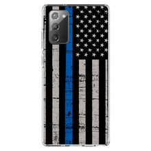 DistinctInk® Clear Shockproof Hybrid Case for Apple iPhone / Samsung Galaxy / Google Pixel - Weathered Thin Blue Line US Flag