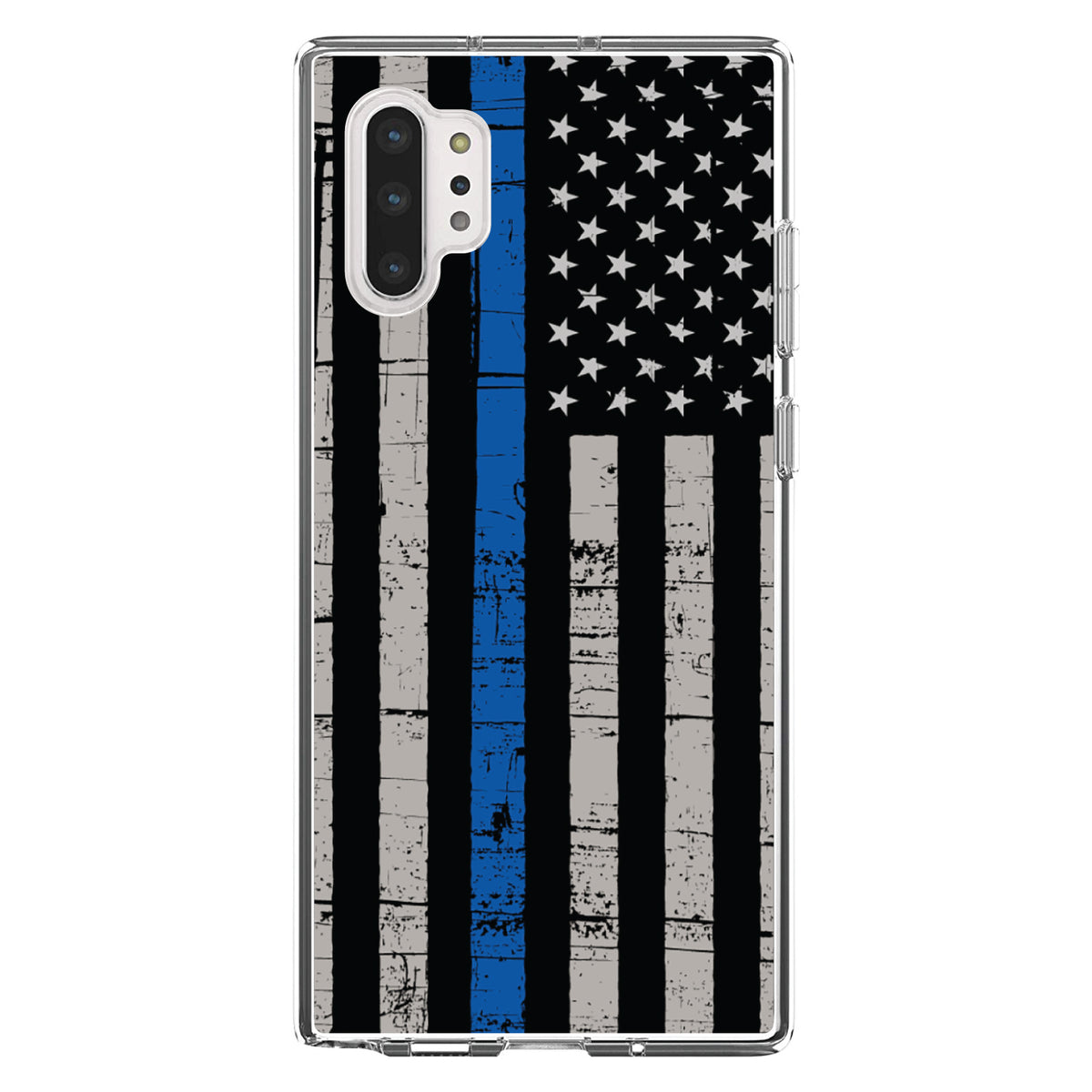 Weathered Thin Blue Line US Flag Clear Shockproof iPhone Case, view 10