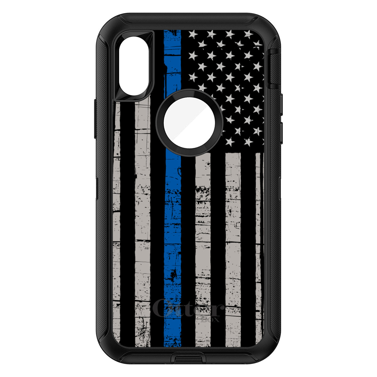 Weathered Thin Blue Line OtterBox Defender Case for iPhone & Galaxy, view 3
