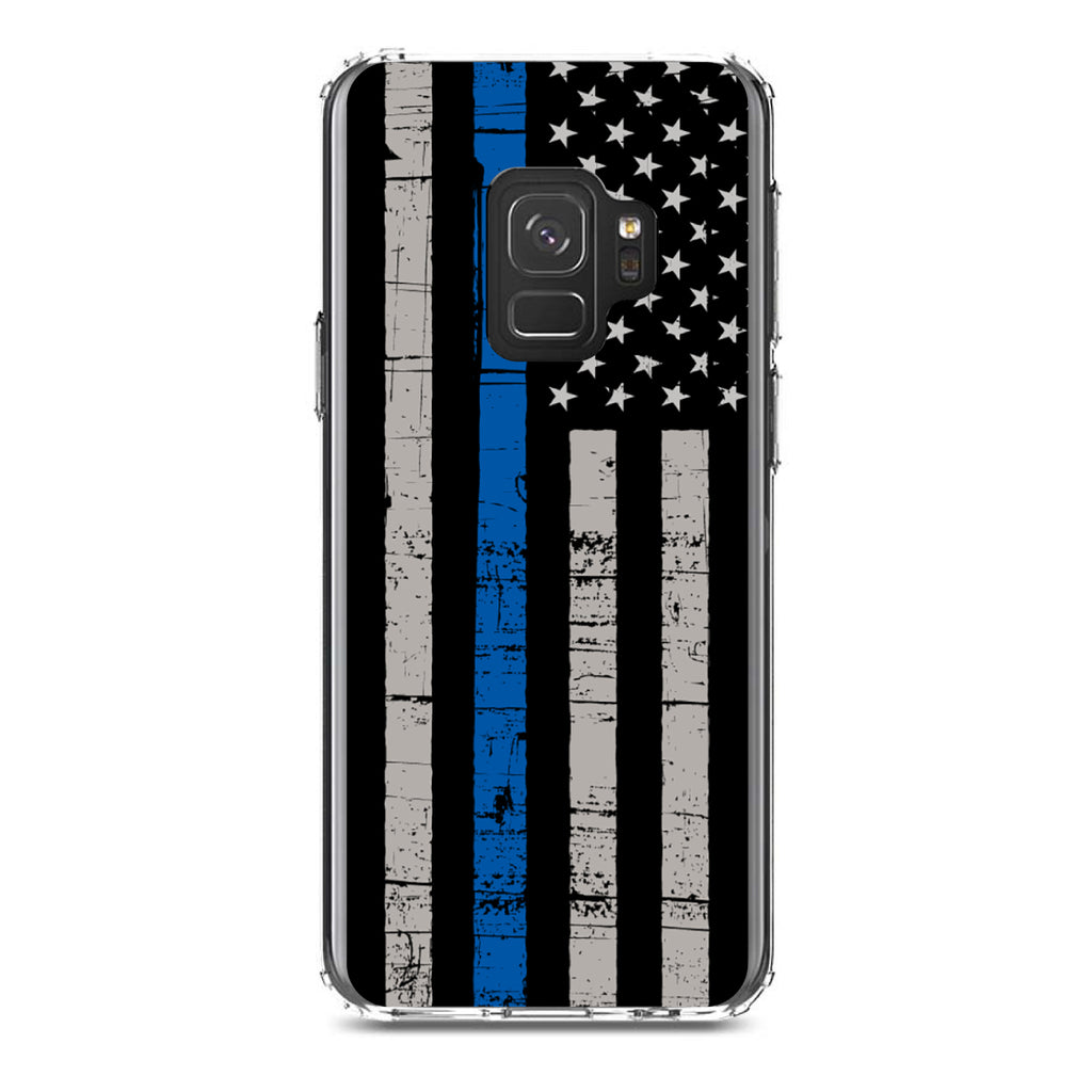 Weathered Thin Blue Line US Flag Clear Shockproof iPhone Case, view 19