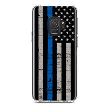 DistinctInk® Clear Shockproof Hybrid Case for Apple iPhone / Samsung Galaxy / Google Pixel - Weathered Thin Blue Line US Flag