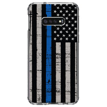 DistinctInk® Clear Shockproof Hybrid Case for Apple iPhone / Samsung Galaxy / Google Pixel - Weathered Thin Blue Line US Flag