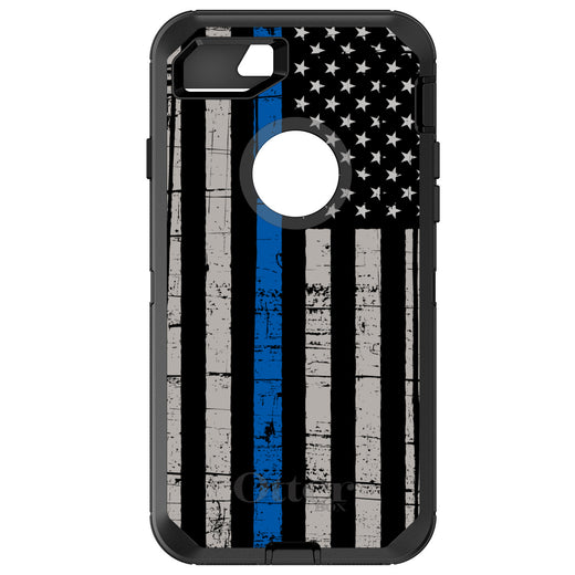 Weathered Thin Blue Line OtterBox Defender Case for iPhone & Galaxy