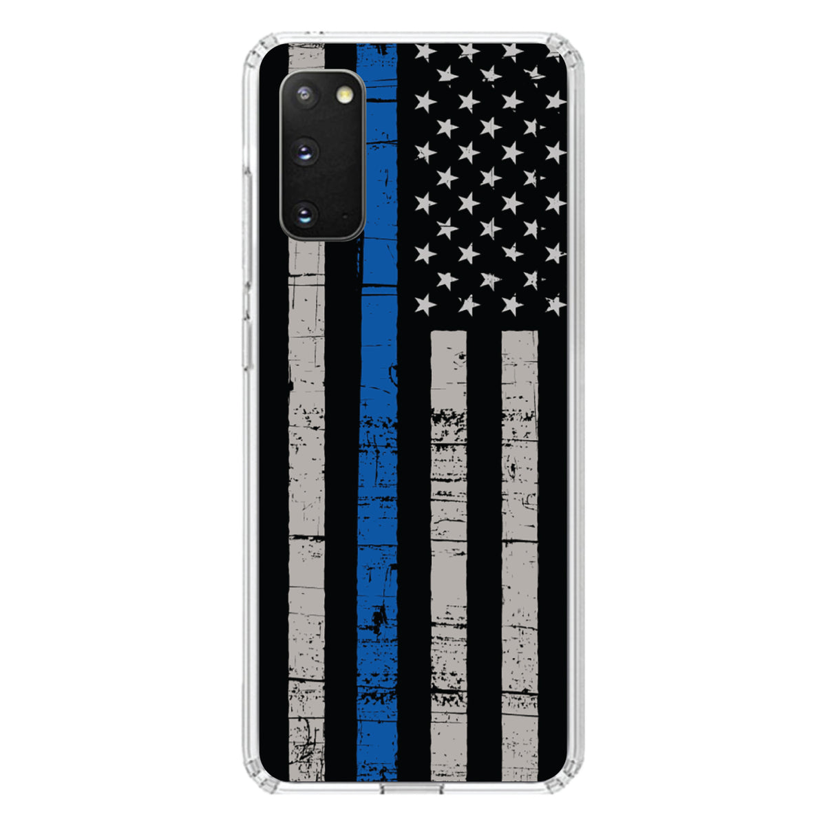 Weathered Thin Blue Line US Flag Clear Shockproof iPhone Case, view 15