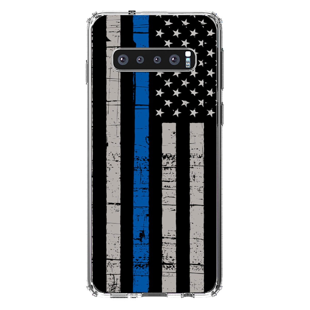 Weathered Thin Blue Line US Flag Clear Shockproof iPhone Case, view 16