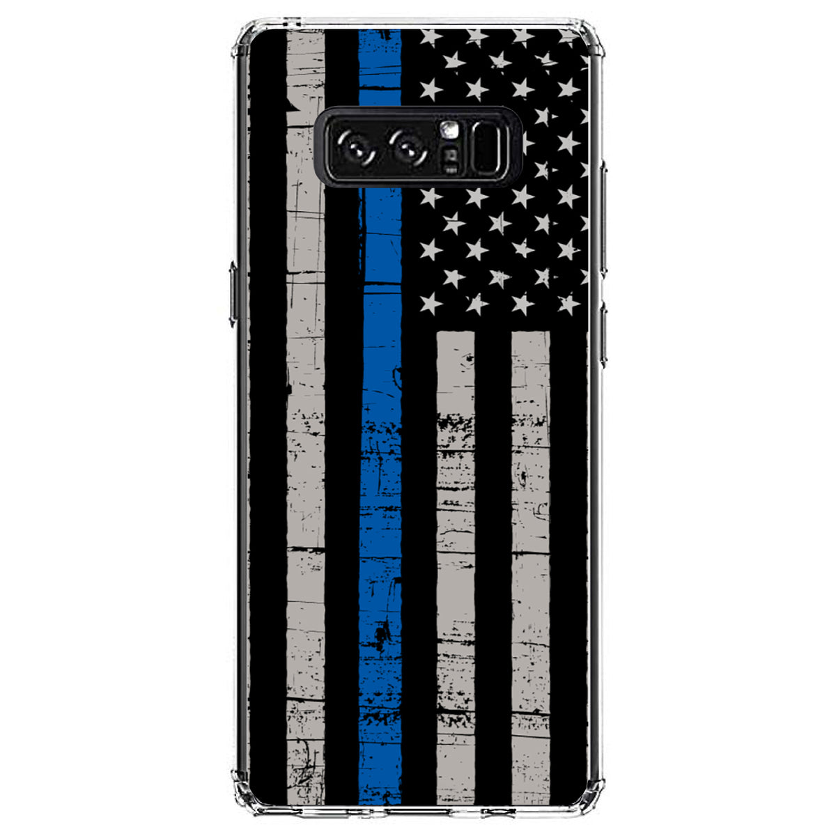 Weathered Thin Blue Line US Flag Clear Shockproof iPhone Case, view 12