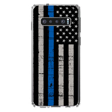 DistinctInk® Clear Shockproof Hybrid Case for Apple iPhone / Samsung Galaxy / Google Pixel - Weathered Thin Blue Line US Flag