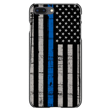 DistinctInk® Hard Plastic Snap-On Case for Apple iPhone or Samsung Galaxy - Weathered Thin Blue Line