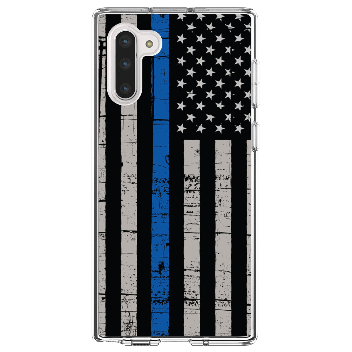 Weathered Thin Blue Line US Flag Clear Shockproof iPhone Case, view 9
