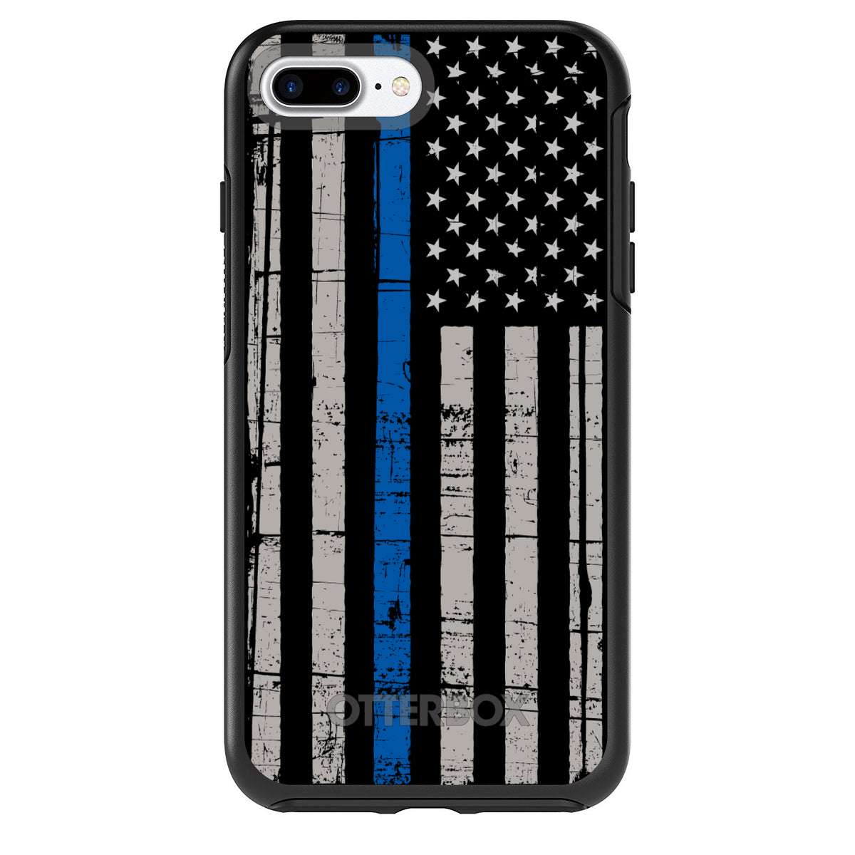 Weathered Thin Blue Line OtterBox Symmetry Case for iPhone & Galaxy, view 2