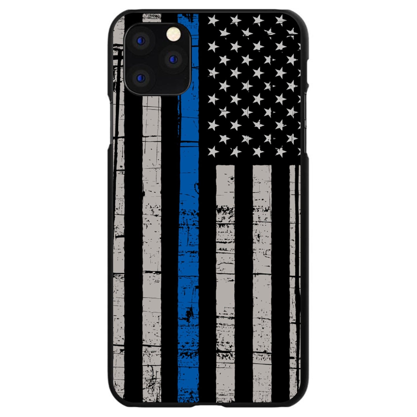DistinctInk® Hard Plastic Snap-On Case for Apple iPhone or Samsung Galaxy - Weathered Thin Blue Line