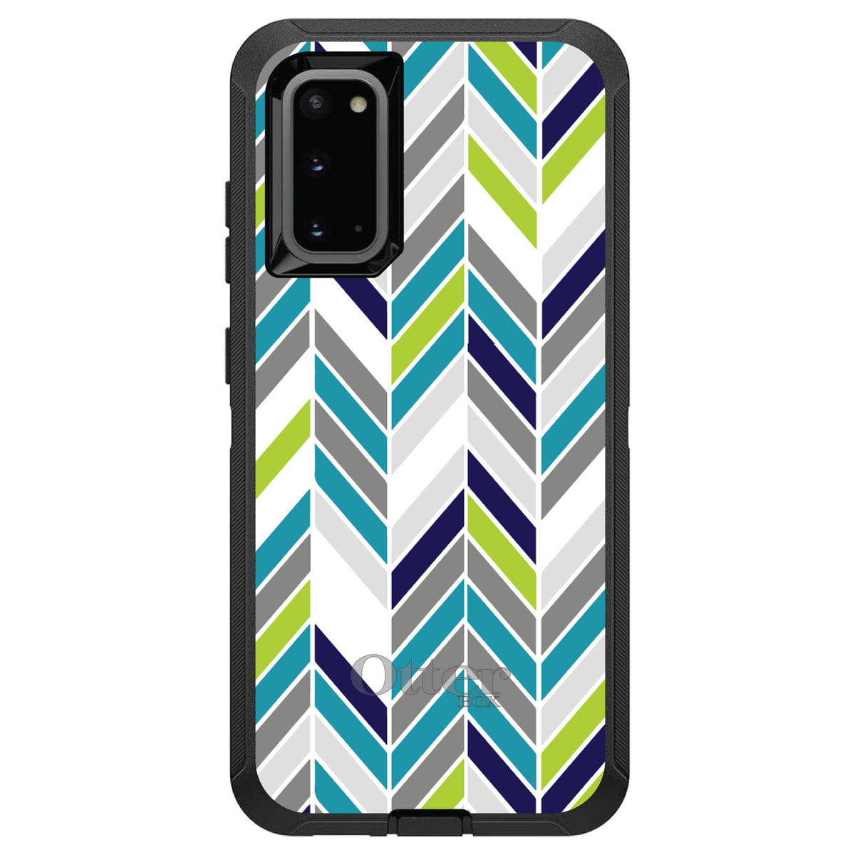Teal Navy Grey Herringbone OtterBox Defender Case for iPhone & Galaxy, view 8