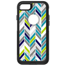 DistinctInk™ OtterBox Commuter Series Case for Apple iPhone or Samsung Galaxy - Teal Navy Grey Herringbone