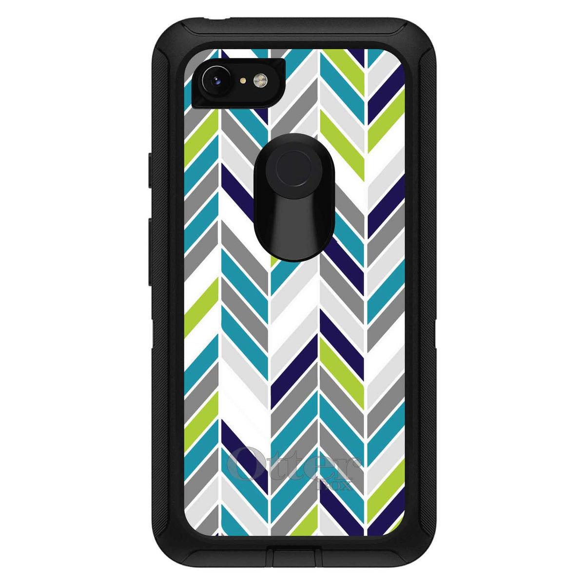 Teal Navy Grey Herringbone OtterBox Defender Case for iPhone & Galaxy, view 18