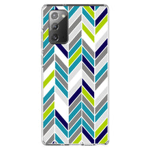 DistinctInk® Clear Shockproof Hybrid Case for Apple iPhone / Samsung Galaxy / Google Pixel - Teal Navy Grey Herringbone