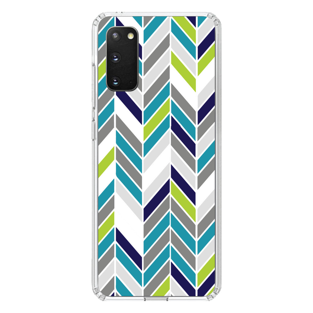 Teal Navy Grey Herringbone Clear Shockproof iPhone Case, view 14