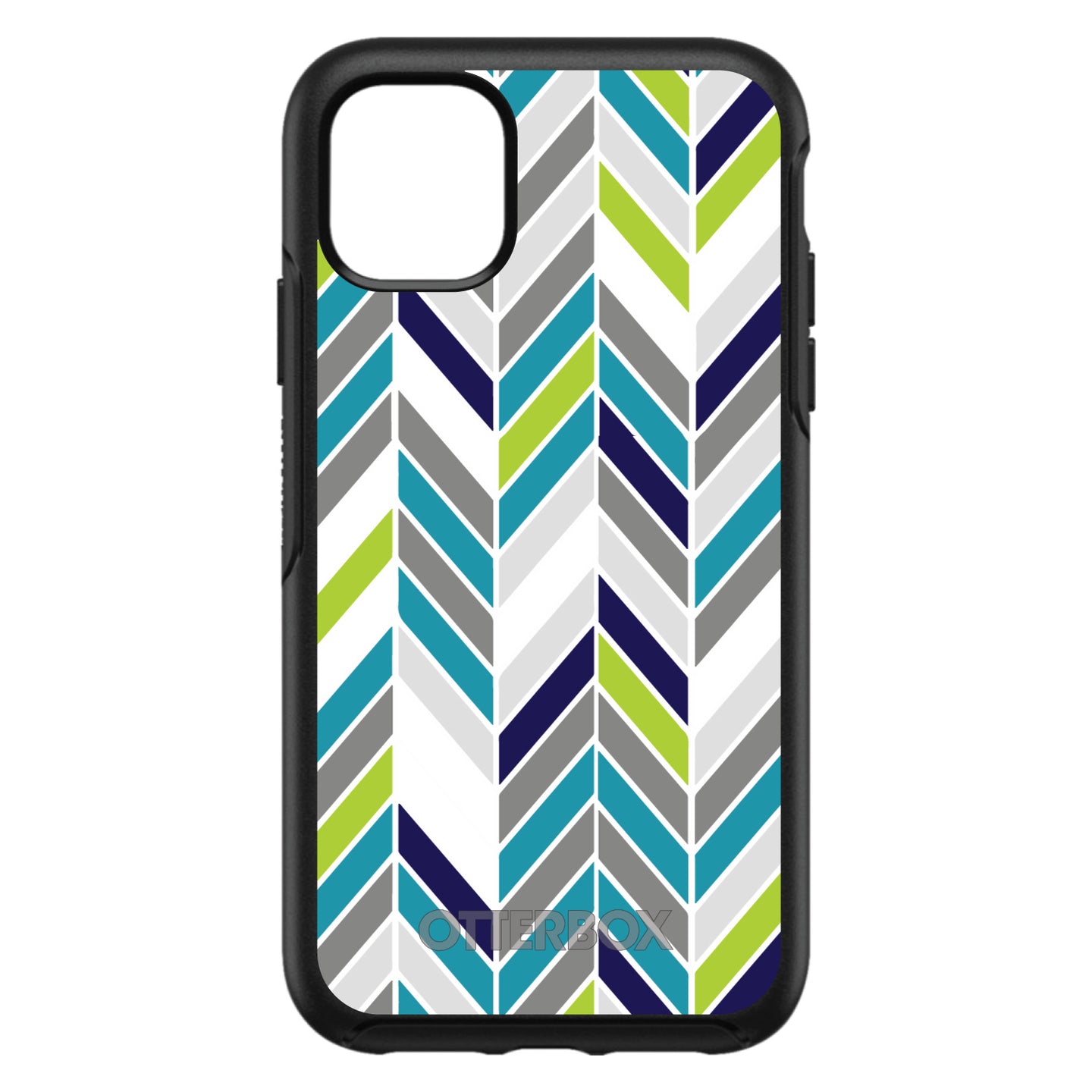 DistinctInk™ OtterBox Symmetry Series Case for Apple iPhone / Samsung Galaxy / Google Pixel - Teal Navy Grey Herringbone