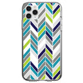 Teal Navy Grey Herringbone Clear Shockproof iPhone Case