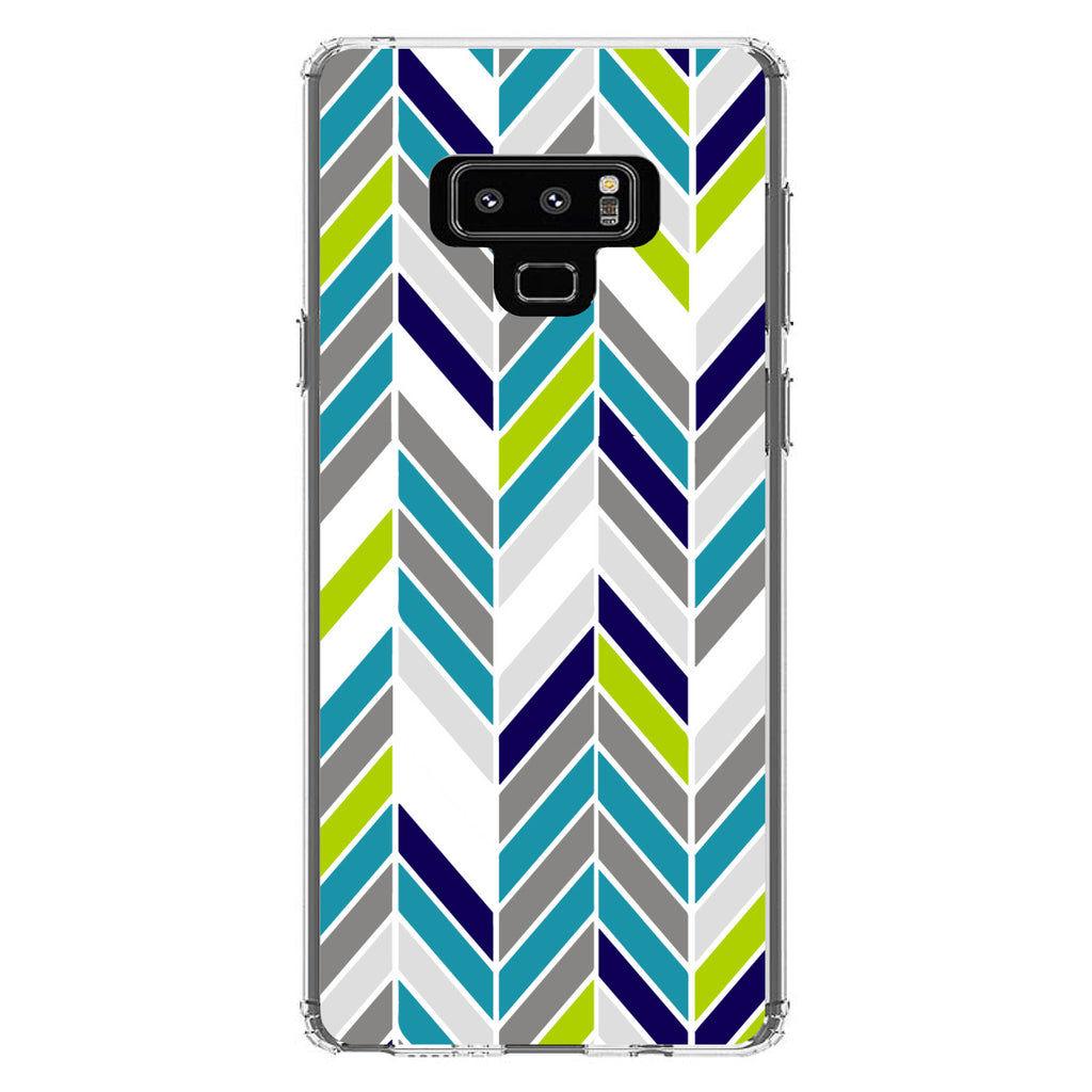 Teal Navy Grey Herringbone Clear Shockproof iPhone Case, view 11