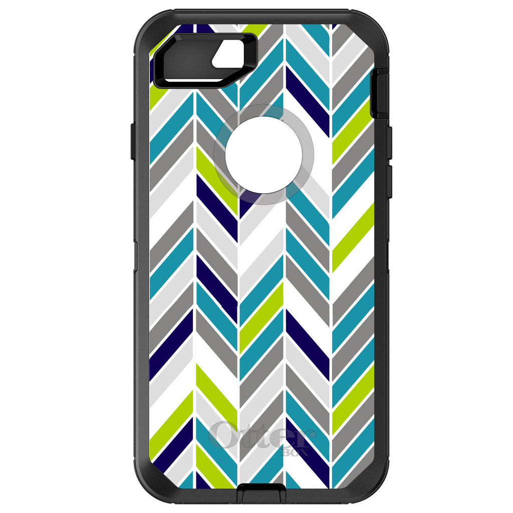Teal Navy Grey Herringbone OtterBox Defender Case for iPhone & Galaxy