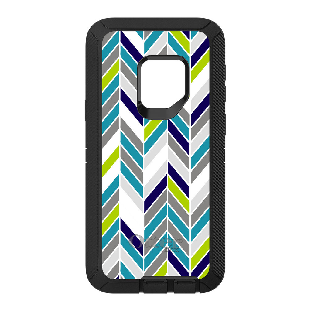 Teal Navy Grey Herringbone OtterBox Defender Case for iPhone & Galaxy, view 11