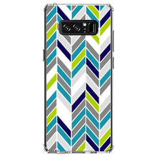 DistinctInk® Clear Shockproof Hybrid Case for Apple iPhone / Samsung Galaxy / Google Pixel - Teal Navy Grey Herringbone