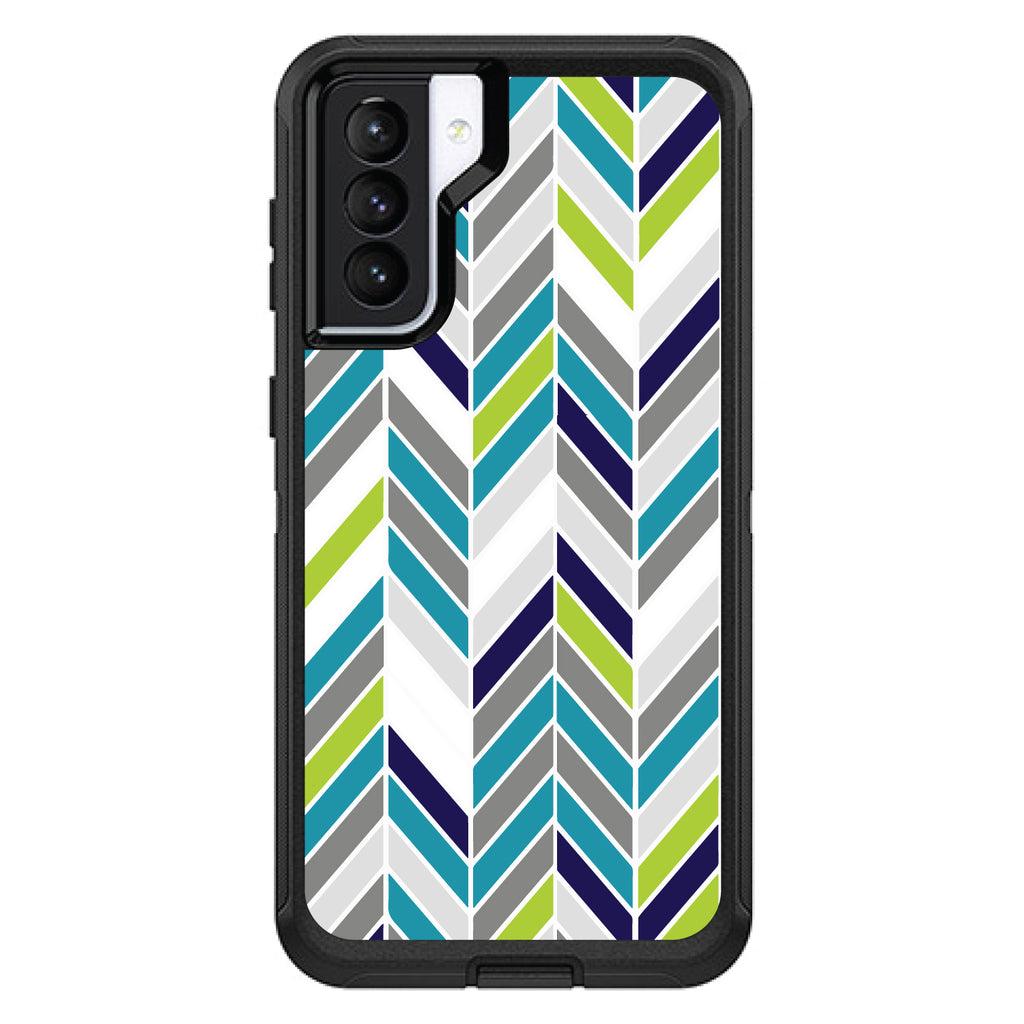 Teal Navy Grey Herringbone OtterBox Defender Case for iPhone & Galaxy, view 6