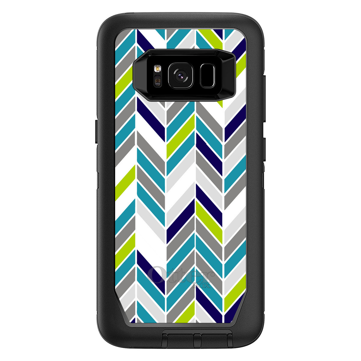 Teal Navy Grey Herringbone OtterBox Defender Case for iPhone & Galaxy, view 12