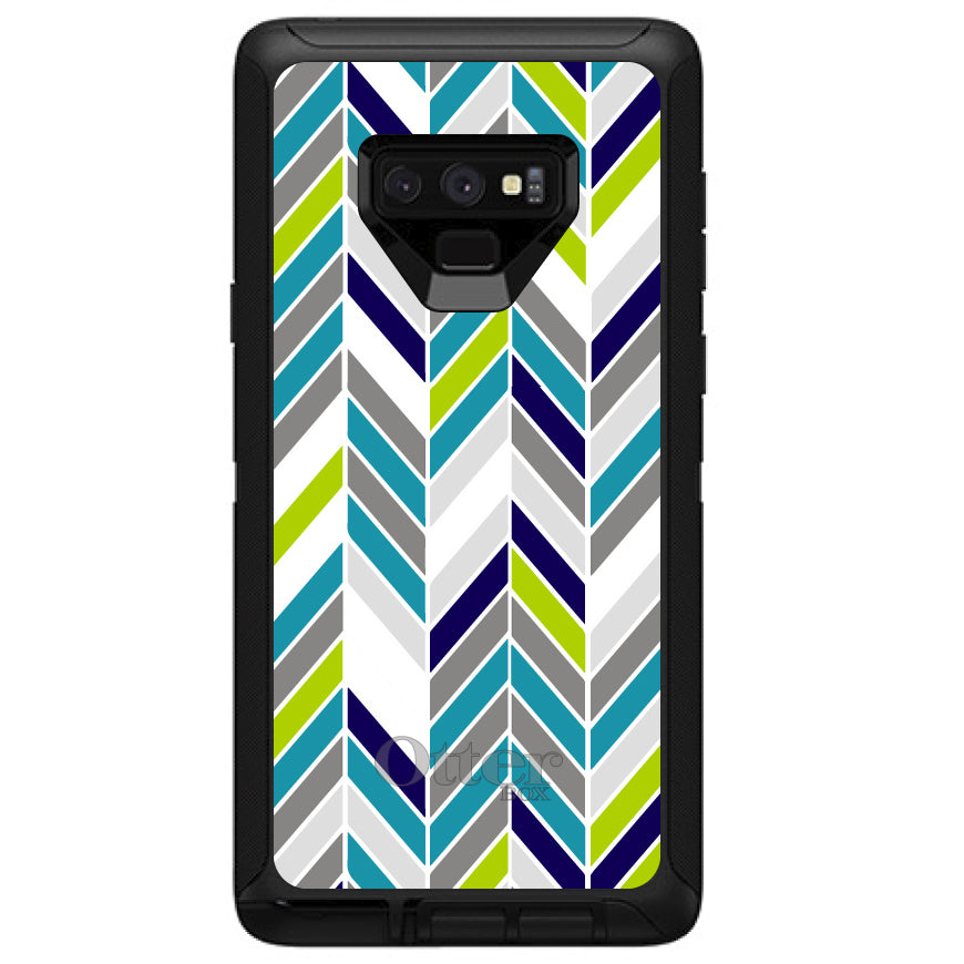 Teal Navy Grey Herringbone OtterBox Defender Case for iPhone & Galaxy, view 16