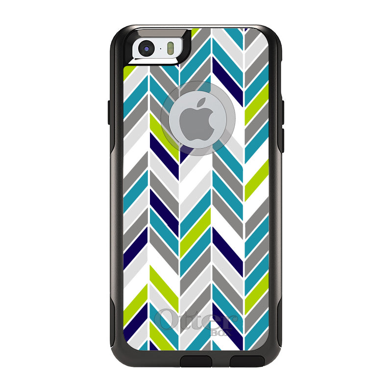 Teal Navy Grey Herringbone OtterBox Commuter Case for iPhone & Galaxy, view 4