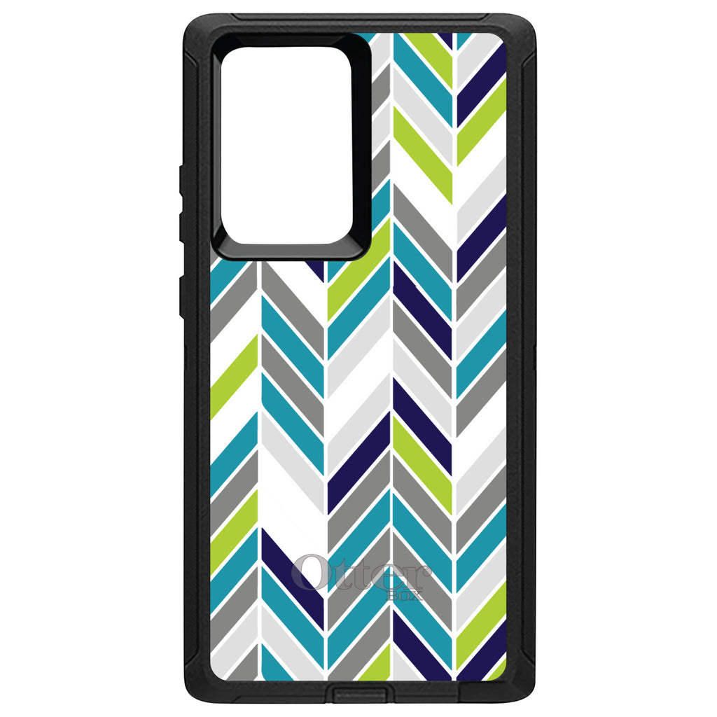 Teal Navy Grey Herringbone OtterBox Defender Case for iPhone & Galaxy, view 13
