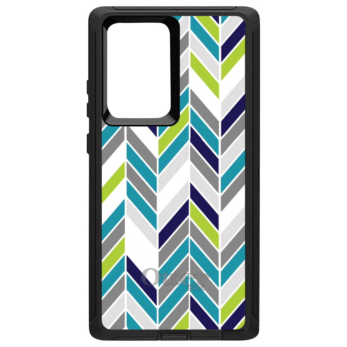 Teal Navy Grey Herringbone OtterBox Defender Case for iPhone & Galaxy, view 13
