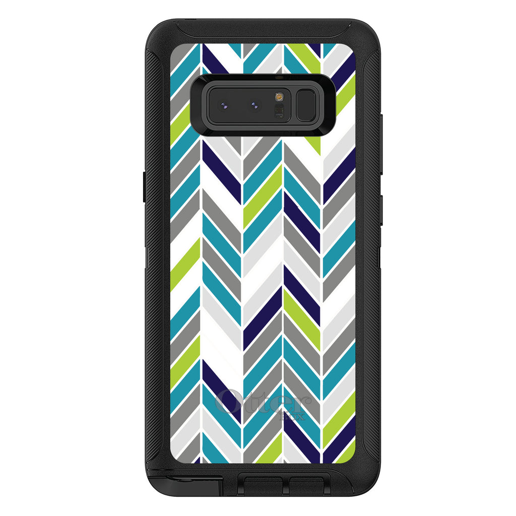 Teal Navy Grey Herringbone OtterBox Defender Case for iPhone & Galaxy, view 17