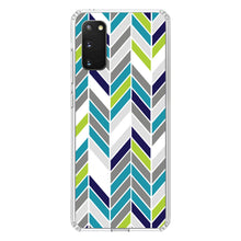 DistinctInk® Clear Shockproof Hybrid Case for Apple iPhone / Samsung Galaxy / Google Pixel - Teal Navy Grey Herringbone