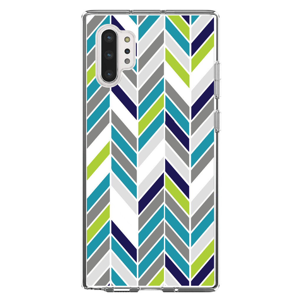 Teal Navy Grey Herringbone Clear Shockproof iPhone Case, view 10