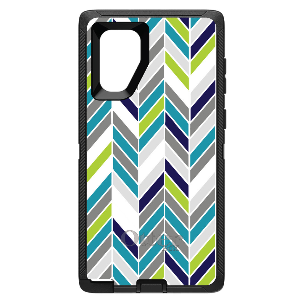 Teal Navy Grey Herringbone OtterBox Defender Case for iPhone & Galaxy, view 14