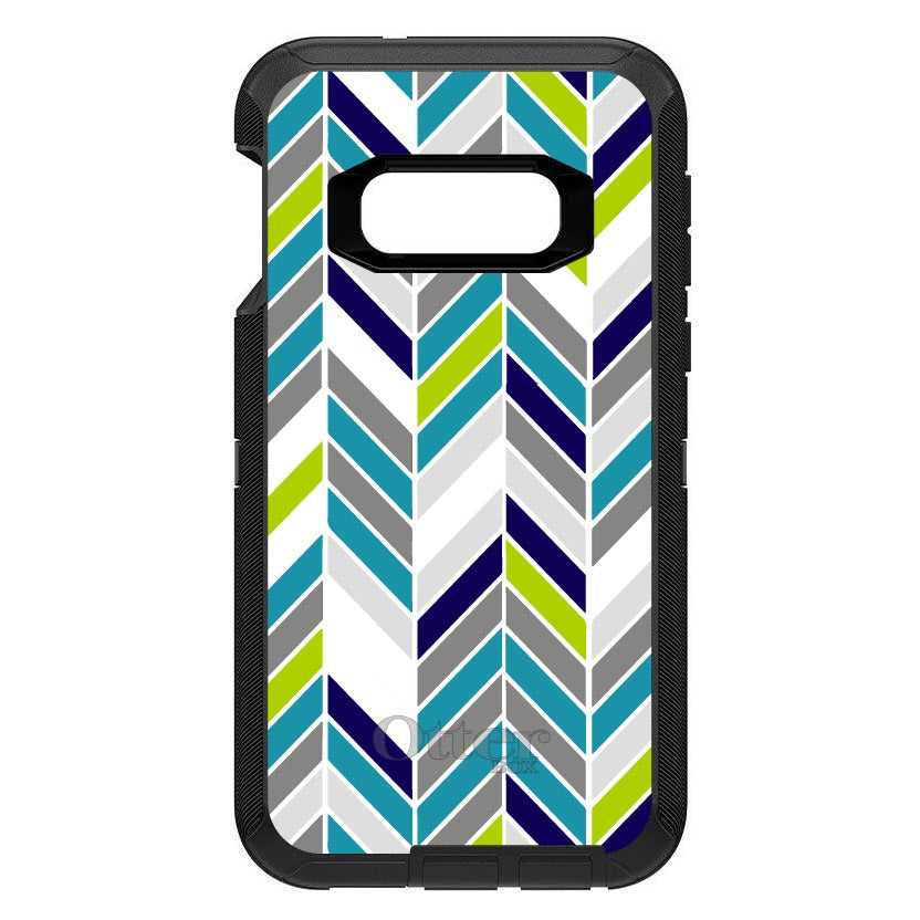 Teal Navy Grey Herringbone OtterBox Defender Case for iPhone & Galaxy, view 10