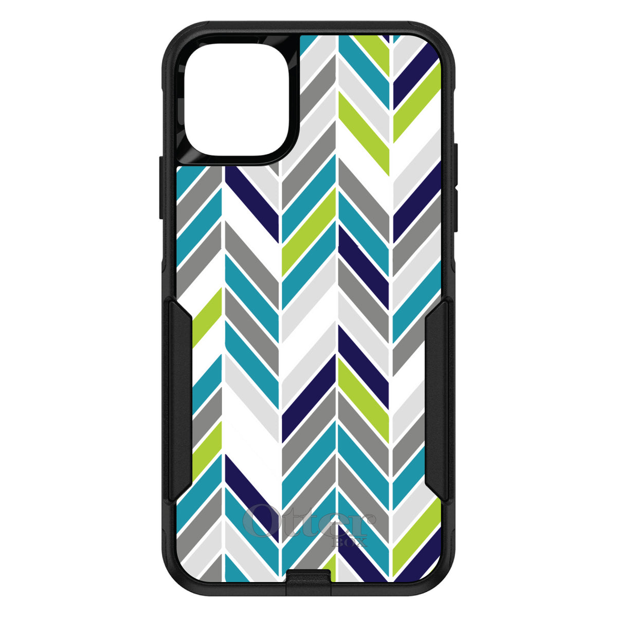 Teal Navy Grey Herringbone OtterBox Commuter Case for iPhone & Galaxy, view 2