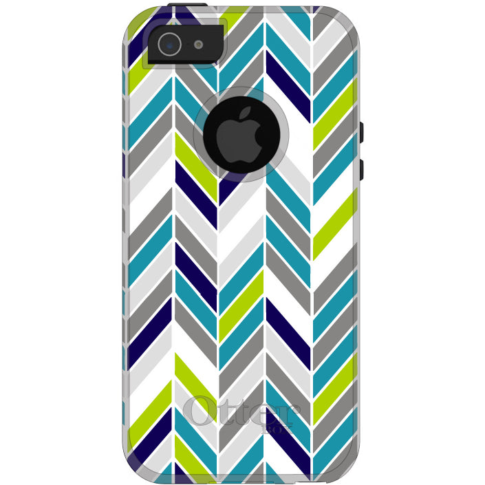 Teal Navy Grey Herringbone OtterBox Commuter Case for iPhone & Galaxy, view 5