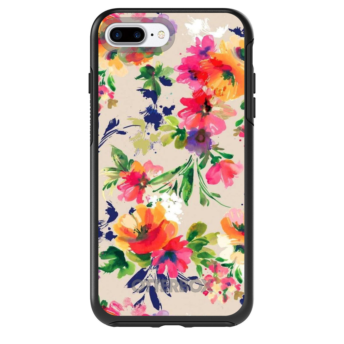 Pink Purple Floral Flowers OtterBox Symmetry Case for iPhone & Galaxy, view 2