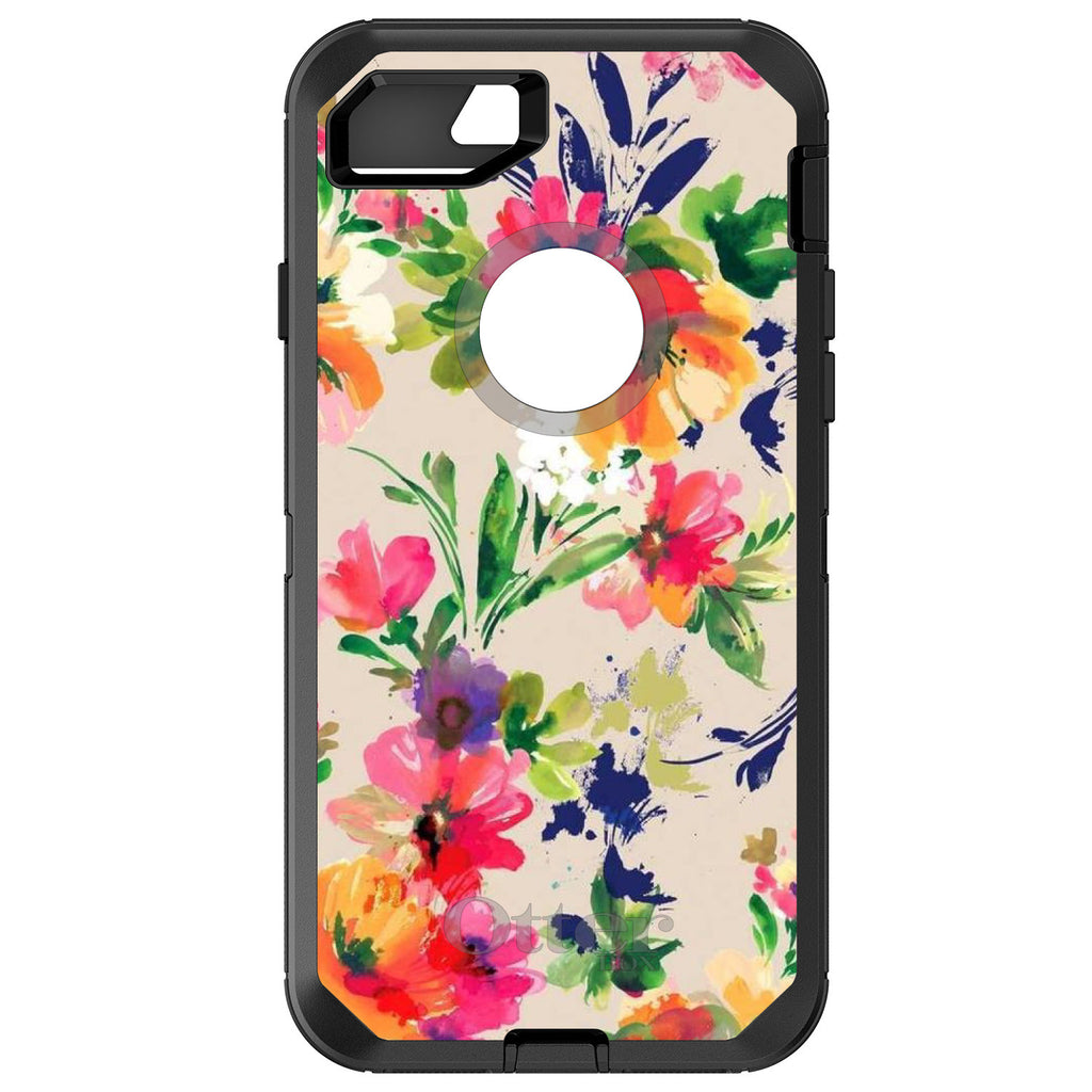Pink Purple Floral Flowers OtterBox Defender Case for iPhone & Galaxy