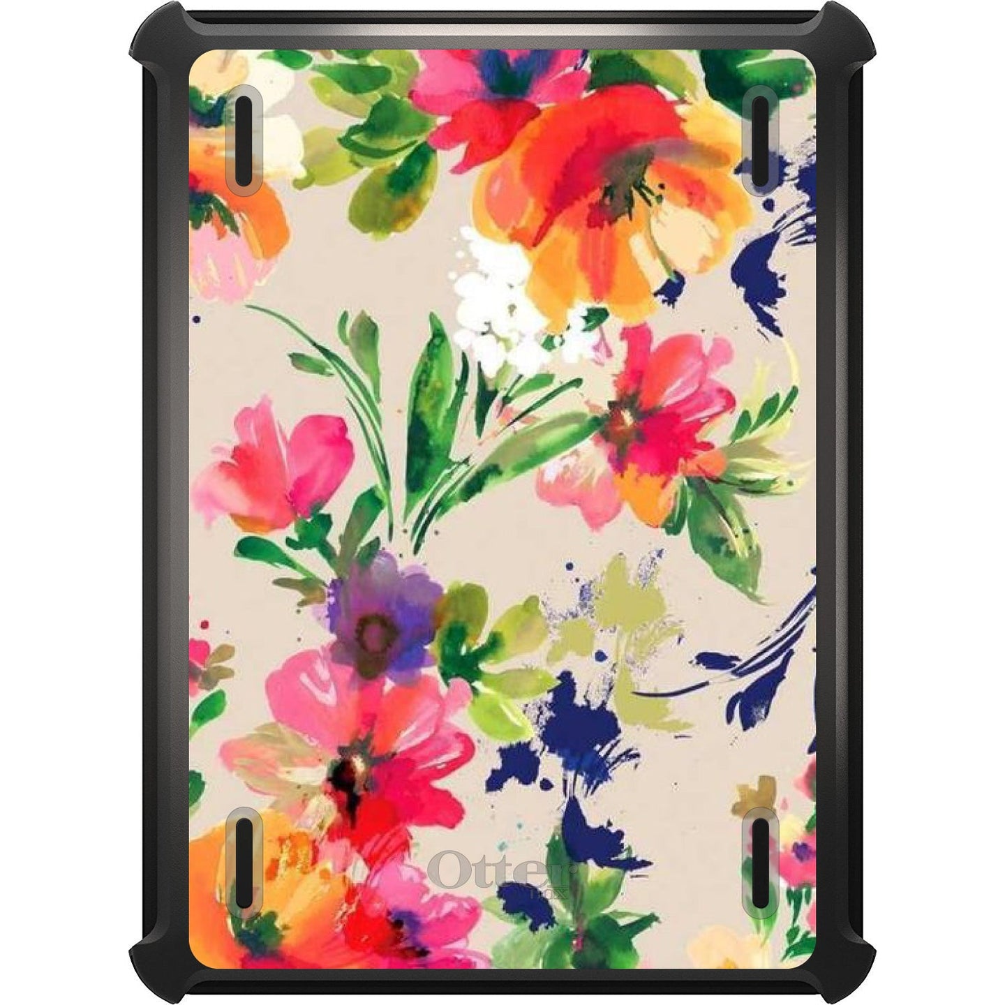 DistinctInk™ OtterBox Defender Series Case for Apple iPad / iPad Pro / iPad Air / iPad Mini - Pink Purple Floral Flowers