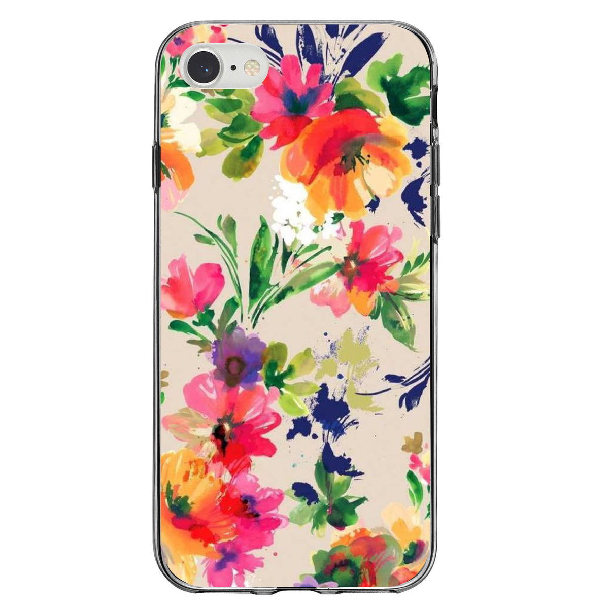 Pink Purple Floral Flowers Clear Shockproof iPhone Case, view 5